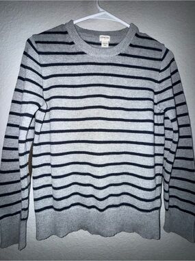 Crewcuts Boys L(10-12)  Gray and Black Striped Crewneck Sweater